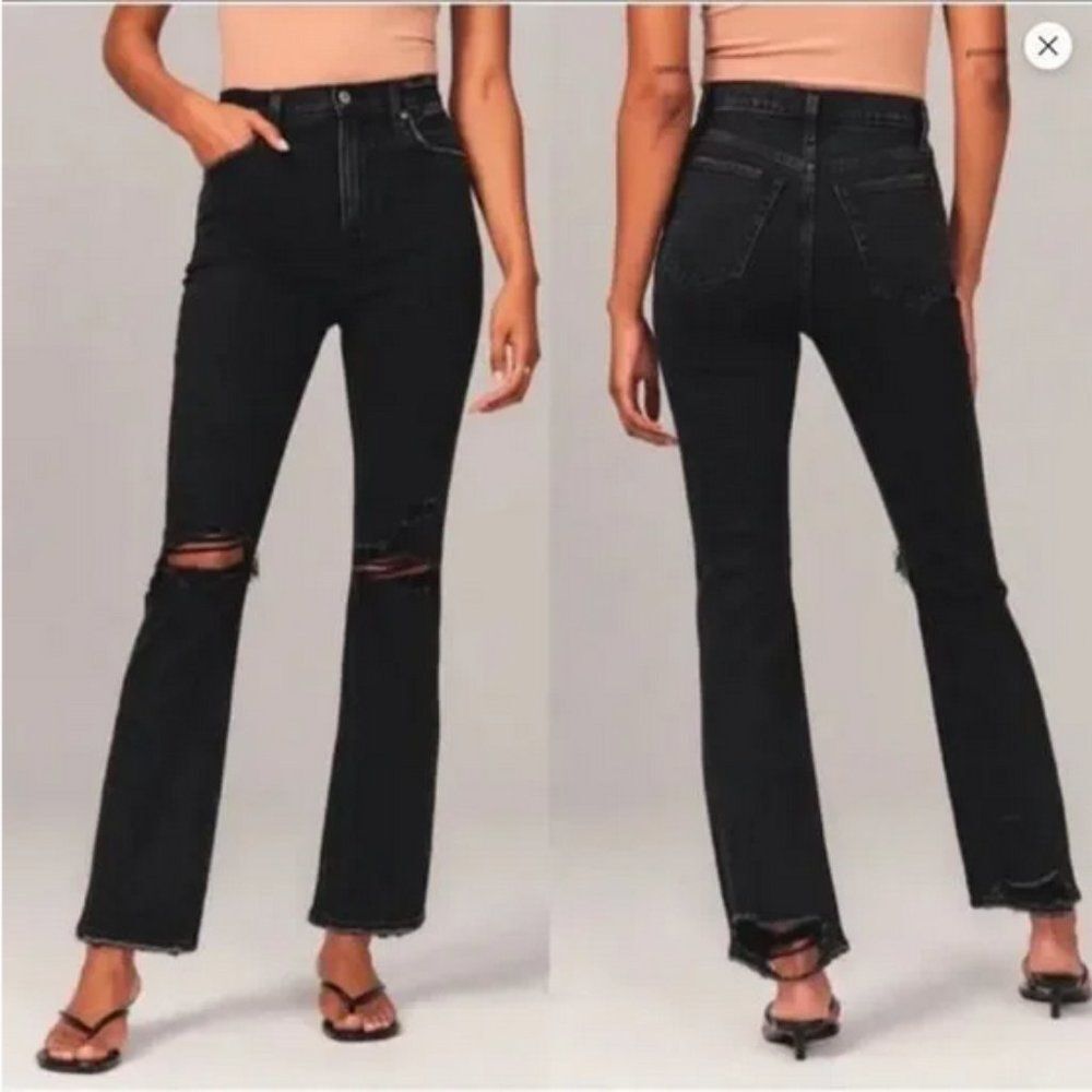 Abercrombie and Fitch Curve Love Ankle Straight Ultra High Rise Jeans in…